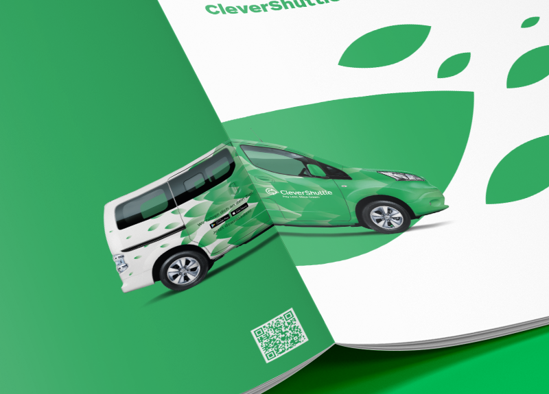 Front cover of the corporate brochure of CleverShuttle.