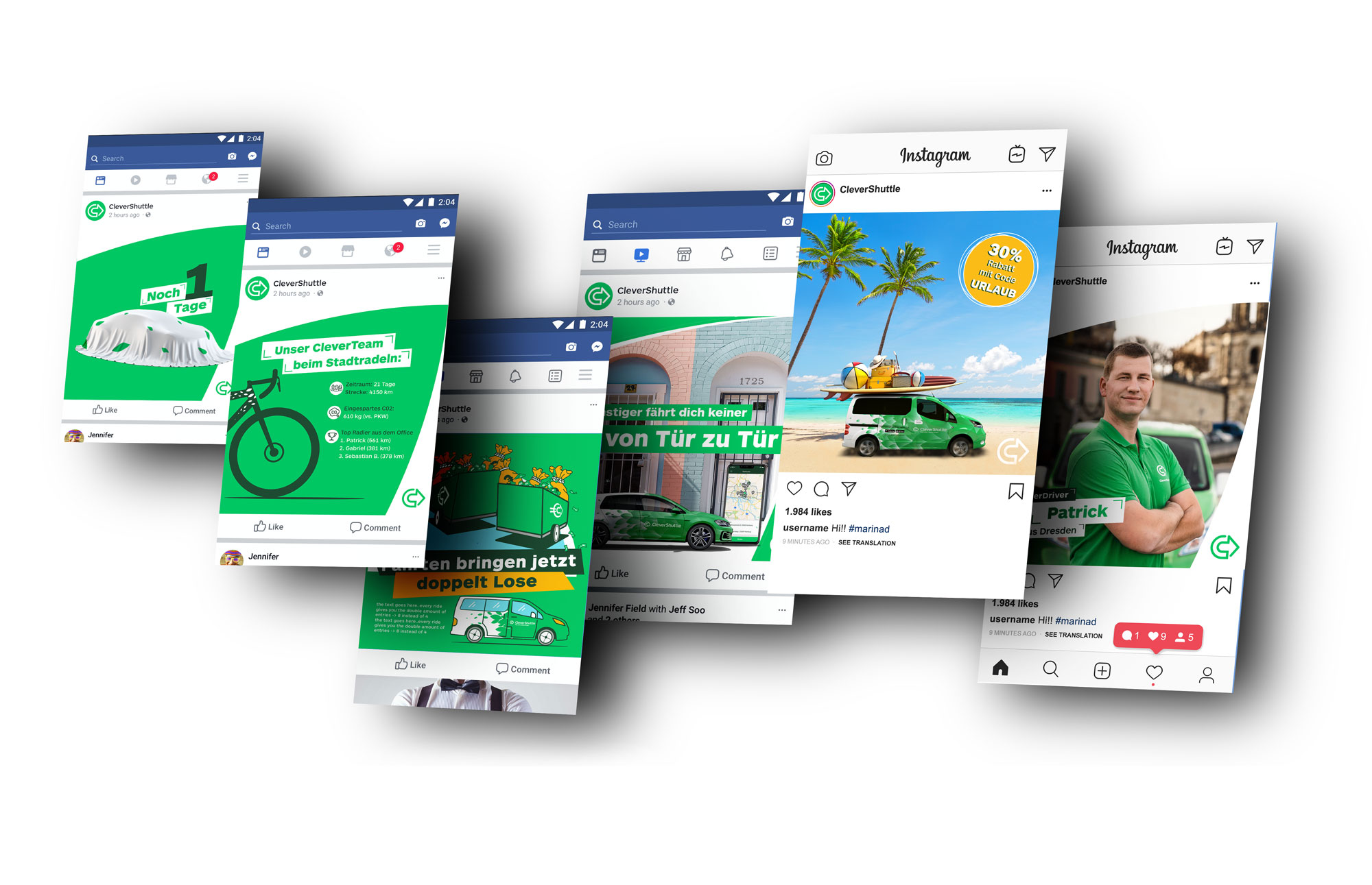 Different ideas for social media adverts.