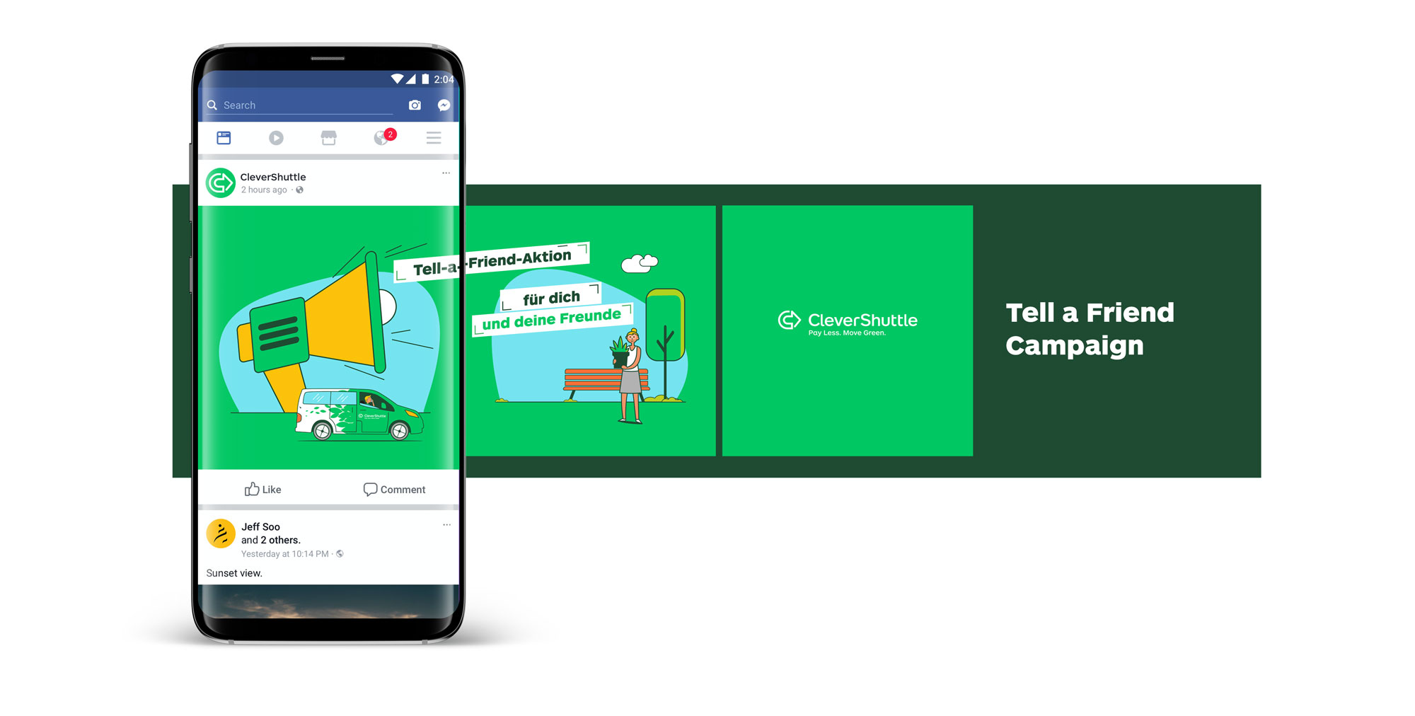 Tell a friend carousel FB adverts. Social media ads.