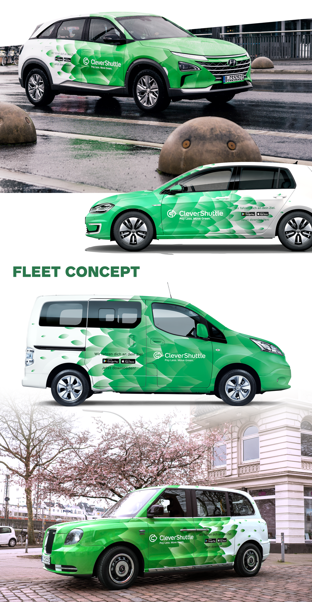 CleverShuttle fleet design and concept.